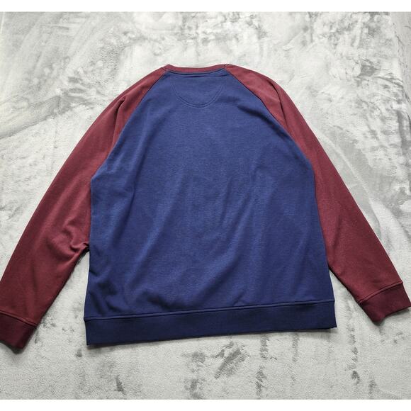 IZOD Sweatshirt Mens XXL Blue Burgundy Advantage Performance Crew Neck Pullover - Picture 4 of 11